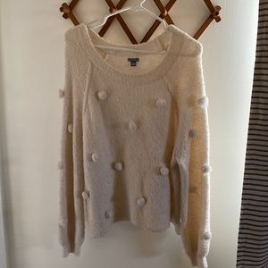 Cream Sweater with Puffballs | Aerie | Size L